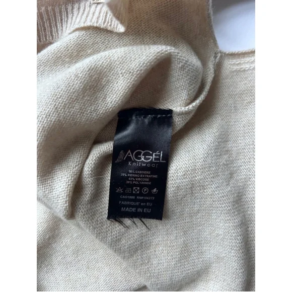 Aggel cashmere blend Knitwear Beige V-Neck Sweater Size S - Picture 6 of 8